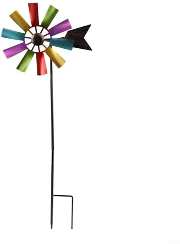 ZYNCUE Estaca giratoria de viento de flores, decoración de jardín de molino de viento de metal, 73 cm, escultura giratoria de 360 grados para patio, césped