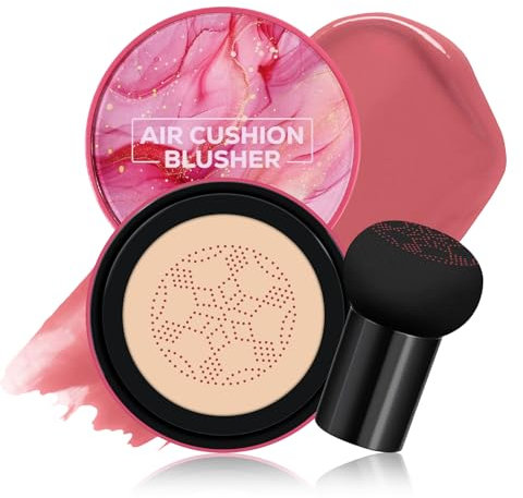 KYDA Air Cushion Blush, Mushroom Head Air Cushion Blusher, Natural Glow Liquid Blusher for Cheeks and Eyes, Buildable Matte Coverage, Lightweight Blendable, Silky Cream Blush Makeup, 04