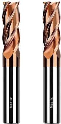 Maclix 2pcs 1/2 Carbide End Mill Bits Set - 1/2 Diamter,3'' Overall Length - 4 Flutes Milling Bits for Alloy Steels, Hardened Steels, Copper, Cast Iron