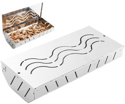 Bbq Rökbox - Premium rostfritt stål kolgrilltillbehör | Rökt smaklåda med lock, fungerar med trächips, lägger till rika grillar till smak