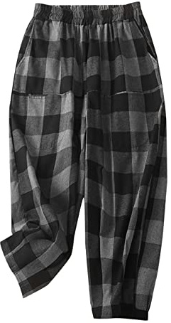 Black Pants for Women White Wide Leg Pants for Women Dressy Beach for Plus Size Tartan Trousers UK Pocket Wide Leg Light Weight Cargo Trousers Balloon Jeans UK Black XL