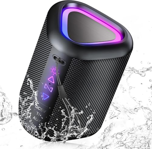 aowoka Altavoz Bluetooth Portátil Potente Inalámbrico con Luz LED, Bluetooth 5.4, 24 Horas, Graves Mejorados, 360° Sonido Estéreo, Impermeable IPX7, Speaker para Viajes/Deportes/Fiestas/Ciclismo