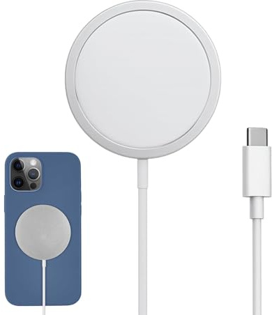Menibeuty Caricabatterie magnetico 1 telefono, caricabatterie magnetico, caricabatterie a induzione, caricabatterie wireless, caricatore rapido USB C 15 W, compatibile con 1 telefono 15 ProMax/14 Plus