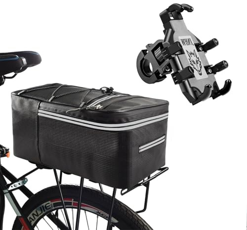 KATKLIU - Alforja para bicicleta, 12 L, 30 x 20 x 17 cm, impermeable, reflectante, con soporte para teléfono móvil y asa reforzada para MTB, bicicleta de carretera, bicicleta urbana y eléctrica
