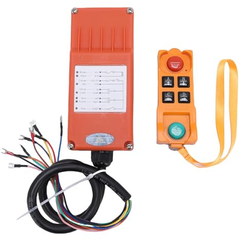 Telituny Control Remoto inalámbrico Industrial, CA 220 V 4 Canales 100m grúa Control Remoto con 1 transmisor y 1 Receptor, para grúas industriales eléctricas, grúas Puente y Bombas de hormigón
