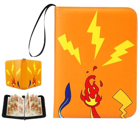 shallyong Album Cartas Coleccionables, 4 Bolsillos 50 Páginas 400 Tarjetas Album para Cartas con Cremallera, Álbum Cartas Colección Portátil PU, Regalo para Coleccionistas y Niños (C)