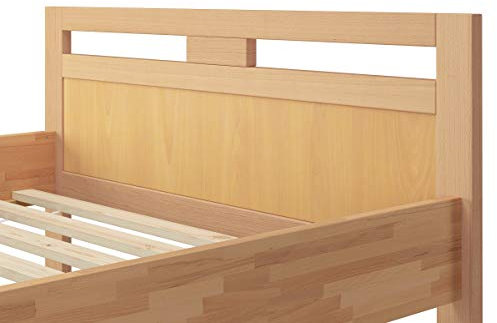 Erst-Holz®Massivholz Seniorenbett Buche Natur 120x200 Einzelbett Hohes Bett mit Rollrost 60.74-12