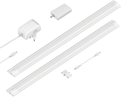 ledscom.de Smarte LED Unterbau-Leuchte SIRIS weiß matt, WLAN-Controller, flach, Smart-Home, Alexa-fähig, je 50cm, je 655lm, weiß, 2er Set