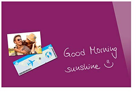 Sigel B1204 Glas-Magnettafel BeBoard beere, 60 x 40 cm, Memoboard magnetisch & beschreibbar, incl 2 Neodym-Magnete, rahmenlos, für Wohnung und Büro