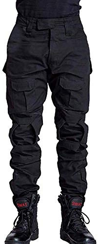 TRGPSG Men's Hiking Pants Casual Cargo Pants Camo Work Tactical Pants with Multi Pocket WG3F Black 34