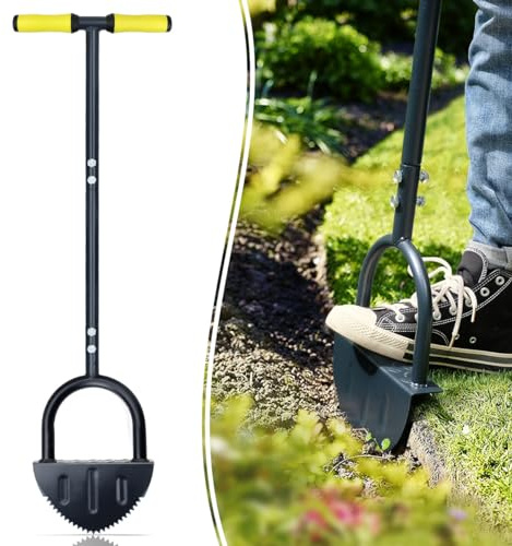 Colwelt Saw-Tooth Edger Lawn Tool, Half Moon Lawn Edger with T-Grip, Sidewalk Grass Long Handled Step Edger, 38-Inch