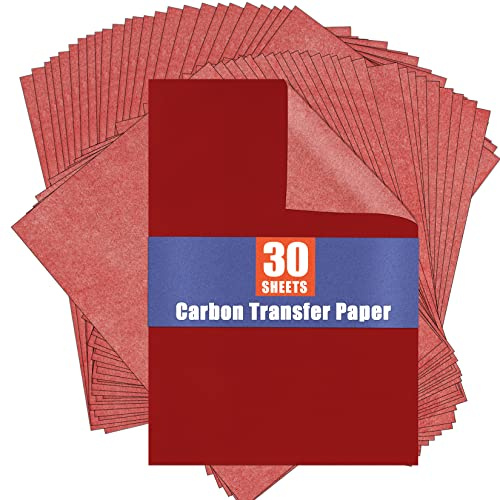 Carta carbone rossa per tracciare carta copiativa in grafite - PSLER 50 fogli di carta grafite rossa, utilizzata per tracciare modelli di disegno in progetti di legno, tela di tela, artista, lettere