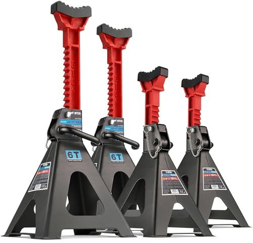 STIX JS-6T - Cavalletti di supporto con gomma da 6 tonnellate, altezza regolabile da 360 mm a 585 mm (4 pezzi)