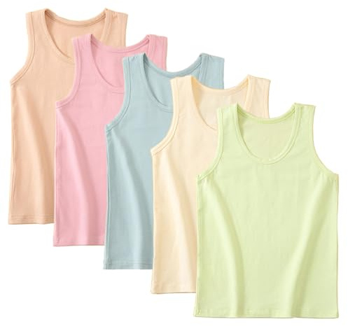Yintry 5-Pack Flickor Mjuka Ärmlösa Linnen för Barn Med Öppen Rygg - Balett, Gymnastik, Dans, Stil 3, 6-7 Anni