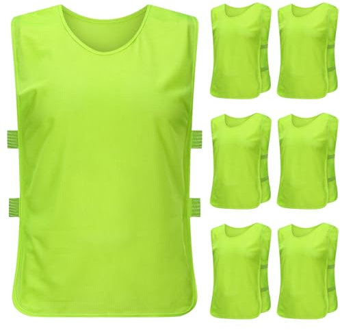 PTJJXA 6 Stück Leibchen Fußball Set, Sport Trikot Leibche 62x65 cm, Atmungsaktiv mit Mesh Trainingsleibchen Erwachsene xl Geeignet für 170-200cm Höhe Herren Damen, Basketball Trainingsweste (Grün)