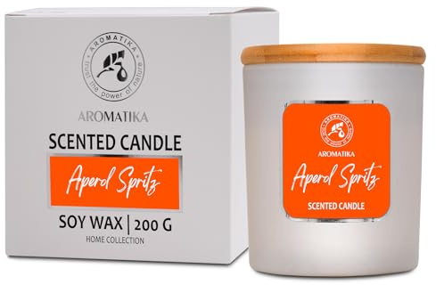 Duftkerze Aperol Spritz 200g - Home Duftkerze - Aromatherapie Kerze - Frischer Duft - Lufterfrischer - Sojawachskerze - Glaskerze Geschenk - Idee für Geburtstag - Weihnachten