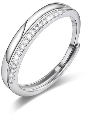 ALEXCRAFT Silver Ring Infinity Heart Twisted Cross Zirconia Rings for Women | Adjustable Silver Rings Thumb Eternity Promise Wedding Engagement Rings Spinner Stress Relief Anxiety Rings for Women Lady