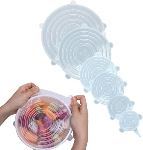Universal Multi-Size Stretchable Reusable Silicone Flexible, BPA-Free Food Cover Lids for Bowls, Containers & More Durable Food Cover Solution For All Shapes