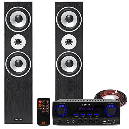 Skytec SHFT60 HiFi Tower Speakers and Stereo Amplifier Bluetooth MP3 Home Music System