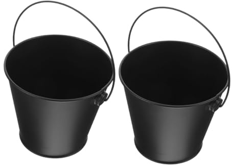 Hohopeti 2 Piezas Cubo Metálico para Grasa de Barbacoa Resistente al Calor para Exteriores Recogegotas para Parrilla Fácil de Limpiar y Almacenar Accesorio Esencial para Barbacoas al Aire