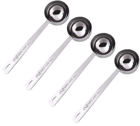 Sorandy 4-pack 30 Ml Mätskedar i Rostfritt Stål, Kaffemjölksskopa med Tydliga Mätmärken Djup Skedhuvud Långt Handtag för Hemköksbageri