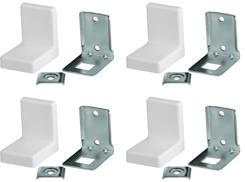 cyclingcolors 4x Ferrure équerre de fixation métal acier avec cache plastique à visser 90 degrés meuble support renfort mural universel tablette fixation 20 Kg, blanc