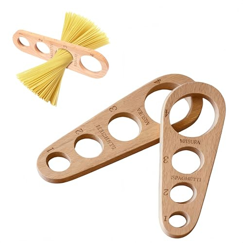 PengLAI Beechwood Pasta Portioner & Spaghetti Measure Tool | Kitchen Gadgets for Pasta Making Tools-4 Size Hole, Space-Saving Wooden Spaghetti Tool （2pcs）