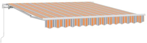 Qnhdfrt Store banne 300 x 250 x 165 cm, à bras articulé manuel, store de terrasse pour jardin et terrasse, tissu polyester robuste, mécanisme manuel, multicolore
