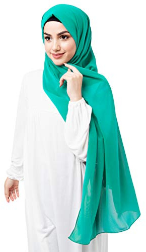 InEssence© Aqua Green Poly Georgette Scarf Women Girls Wrap Medium Size Hijab