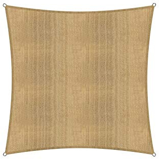 Lumaland Sonnensegel Quadrat | 4 x 4 Meter Wetterbeständiger Sonnenschutz inkl. Befestigungsseile | Terrasse, Garten & Balkon Schattenspender mit UV-Schutz [Sand]