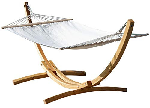 ALEOS. 320cm Hängemattengestell Blanca Hängematte mit Gestell aus Holz Lärche mit Stabhängematte