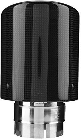 Broco Terminale di Scarico Auto,Marmitta in acciaio inossidabile, in fibra di carbonio Stile auto modificata singola uscita tubo di scarico Tip Coda Gola 63-101mm