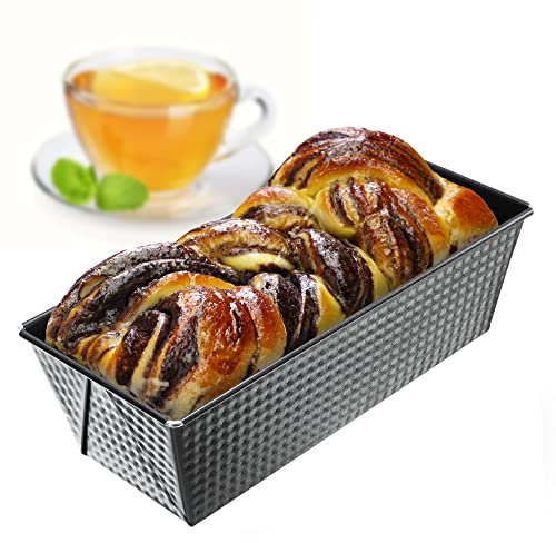 KADAX - Molde rectangular de hoja antiadherente, ideal para brioche, brownie, pastel de frutas confitadas, pan de carne y terrina (25,5 x 12 cm), color negro