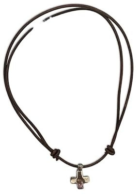 Collar Cruz Comunion de Cuero para Chico y Chica. Regalo Perfecto para Primera Comunion, Confirmación, Cumpleaños.
