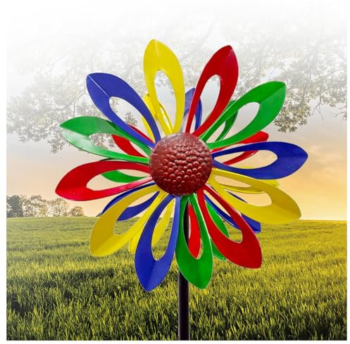 Girasol Viento Spinner, 174CM Metal Girasoles Resistir El Clima Severo Rehiletes De Jardín, Gran Regalo para Amigos Y Familiares,Color