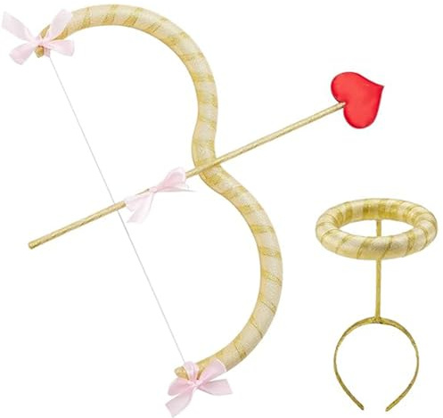 Wedhapy Disfraz de Cupido Accesorios de Cupido Juego de Arco y Flecha de Cupido Talla única Flechas Rojas Día de San Valentín Accesorios para Disfraces de Cupido Boda Cumpleaños Cosplay Disfraces