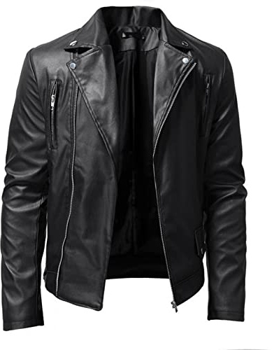NUSGEAR Chaqueta de cuero Hombre Otoño Invierno Moda Abrigo gótico punk Chaqueta PU Deportivo bomber cremallera impermeable moto bolsillo Outwear solapa Tops Clásico Talla grande 2024