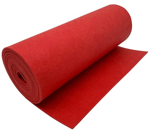 Fieltro Rollo 30cm x 250cm Tela de Fieltro 3 mm de grosor Fieltro para Manualidades, Fieltro por Metros, para Manteles, Costura, Bolsa de Fieltro, Patchwork, Bordado (Rojo, 30cm x 250cm x 3mm)
