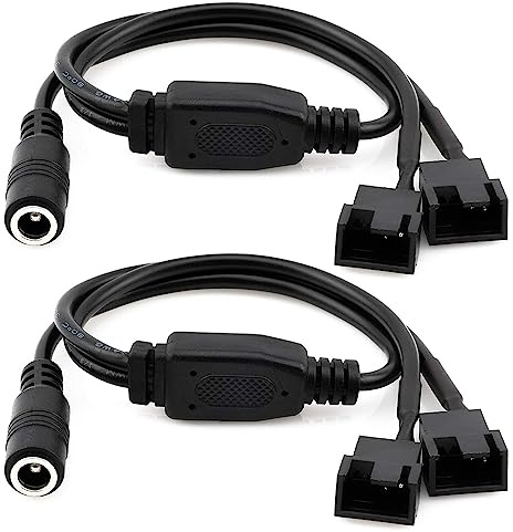 Gebildet 2PCS 4-Pin PC Fan Power Adapter Cable and DC Power Supply Plug to Dual 3-Pin, DC5521 to 4Pin Cable