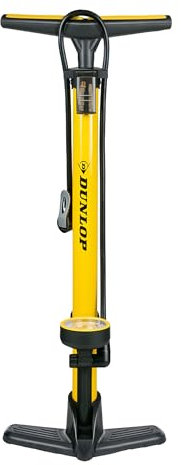 Dunlop Fahrradpumpe mit Manometer - Luftpumpe Fahrrad für Dunlop-, Schrader- und Französisches Ventil - Standluftpumpe inkl. Adapter für Wasserspielzeug und Bälle - Roller- und Autoreifen