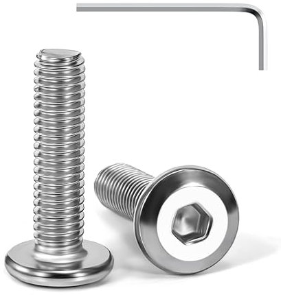 Tunejoy Tornillos de Cabeza Plana M5 x 20 mm Tornillo de Cabeza Hexagonal de Acero Inoxidable A2 V2A Perno de Muebles con llave Allen Rosca Completa 20 Piezas