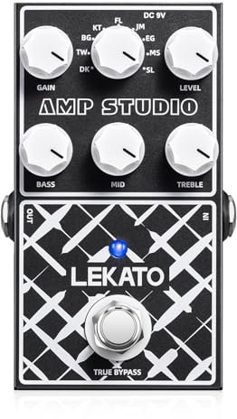 LEKATO Preamp Pedal Digitales Gitarren-Effektpedal 9 Vorverstärkermodelle mit 3 Band EQ für E-Gitarre