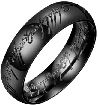 Anillo de titanio de acero 3D tallado de «El Señor de los Anillos», chapado en oro de 24 quilates, titanio chapado en oro de 24 quilates, anillo de acero inoxidable para hombre chapado en oro de 24
