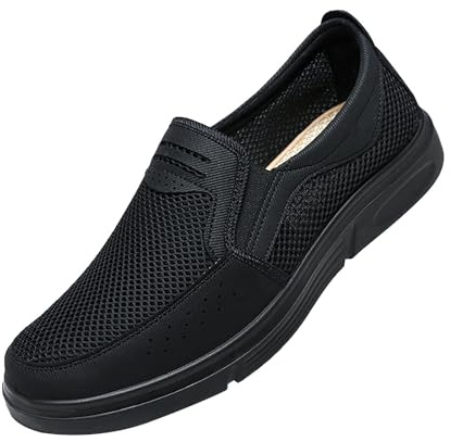Zapatos de ocio para hombre de verano para personas mayores, zapatos de tela de malla, ligeros, planos, transpirables, sin cordones, cómodos, suela suave, zapatillas de fitness, zapatillas deportivas