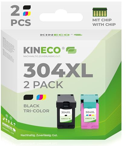 Kineco 304XL Druckerpatronen Multipack (Schwarz + Farbe) – Ersatz für HP 304/304 XL für HP Envy 5000/5030/5010/5020, DeskJet 3700/3750/2620/2630 – Hohe Ergiebigkeit