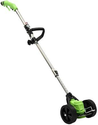 Desbrozadora con batería de 1300 mAh y cargador de 200 W, cortacésped eléctrico con 2 ruedas desmontables, cortabordes inalámbrico para cortar en patio, verde