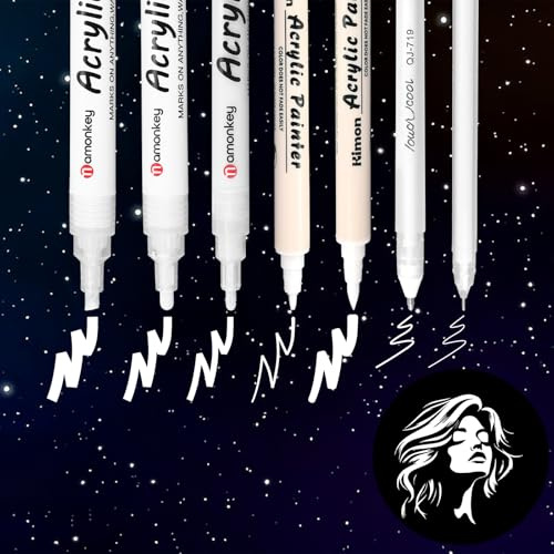 GADITIEK Juego de 6 bolígrafos de gel blancos, 0,6/0,8/1,0/1,2/2,0/4,0 mm, punta fina a gruesa, bolígrafos blancos para arte, dibujo, resaltado, papel negro, álbumes de recortes, tarjetas, delineado