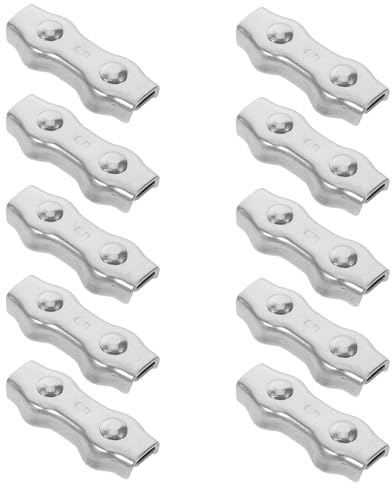 Hemobllo Morsetto per Fune Doppia M5 in Acciaio Inossidabile Set da 10 Pezzi Doppio Bullone, Clip per Cavi Metallici Resistente per Ancoraggio Barche e Uso Esterno Industriale