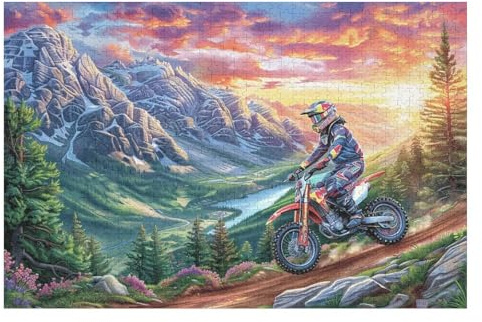 Piloto de Motocross montaña Bicicleta Todo Terreno Aventura Salvaje Puzzles 1000 Piezas Construir Maquetas Rompecabezas para Adultos Desafío Intelectual Juguete Educativo 3D Moderno 1000 PCS