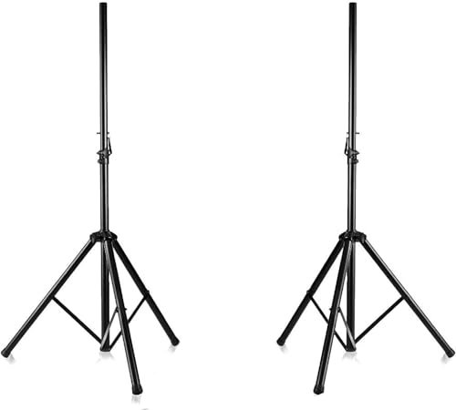 Pyle, 2 Speaker Stand Floor Pair – Dual Universal Pa Dj Floor Tripod Stands, Adjustable Height – Heavy Duty & Lightweight, Portable w/Case, Stable